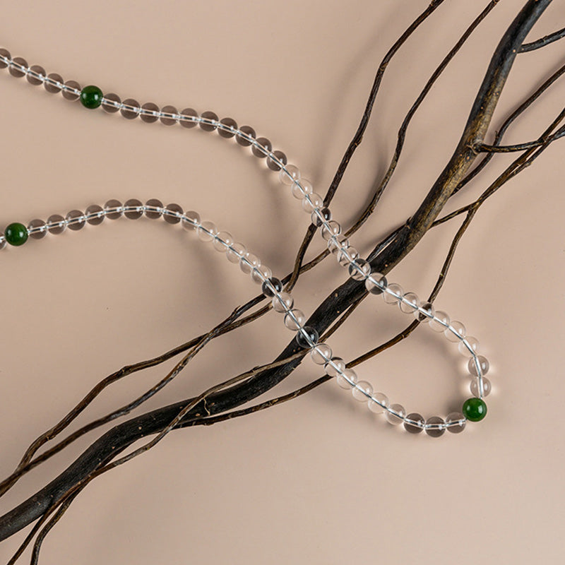 108 Beads White Crystal Jade Gemstone Mala Bracelet for Meditation