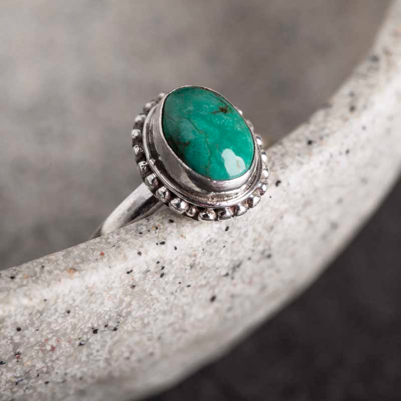 Adjustable Turquoise Ring 925 Sterling Silver Wisdom