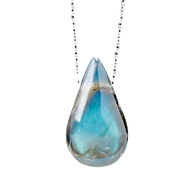 Labradorite Water Drop Support Healing Necklace Pendant 3cm