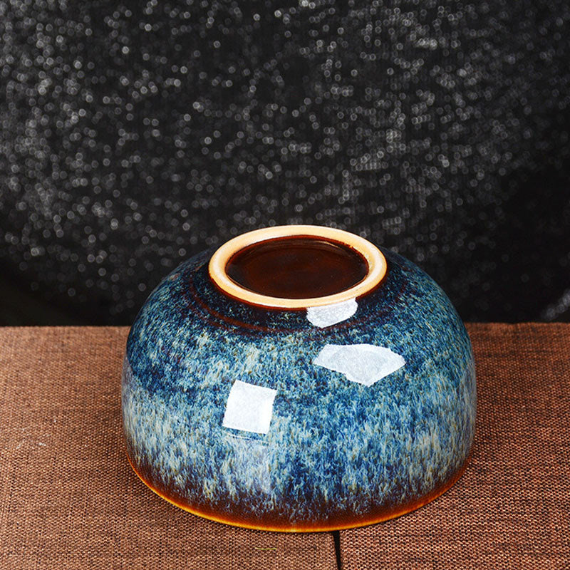 8cm Ceramic Jian Zhan Dragon Lotus Teacup | Zen Decor