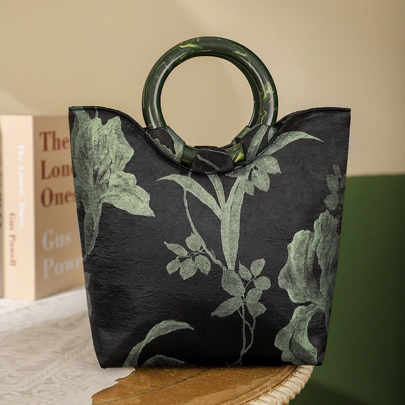 Green Orchids Vintage Handbag | Spiritual Accessories