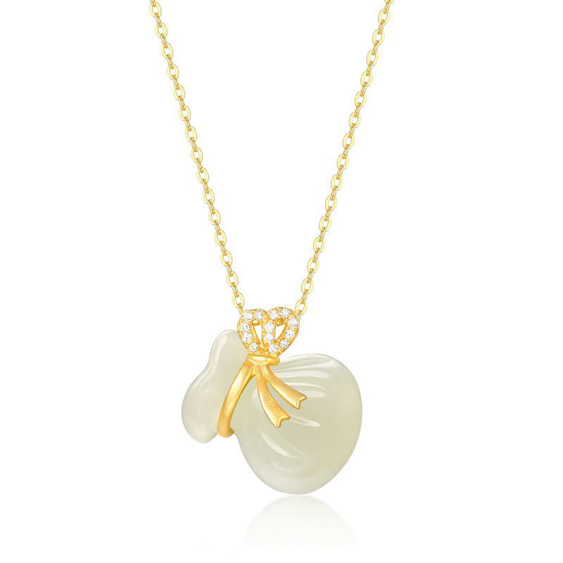 Hetian White Jade Luck Money Bag Necklace | Jade Jewelry