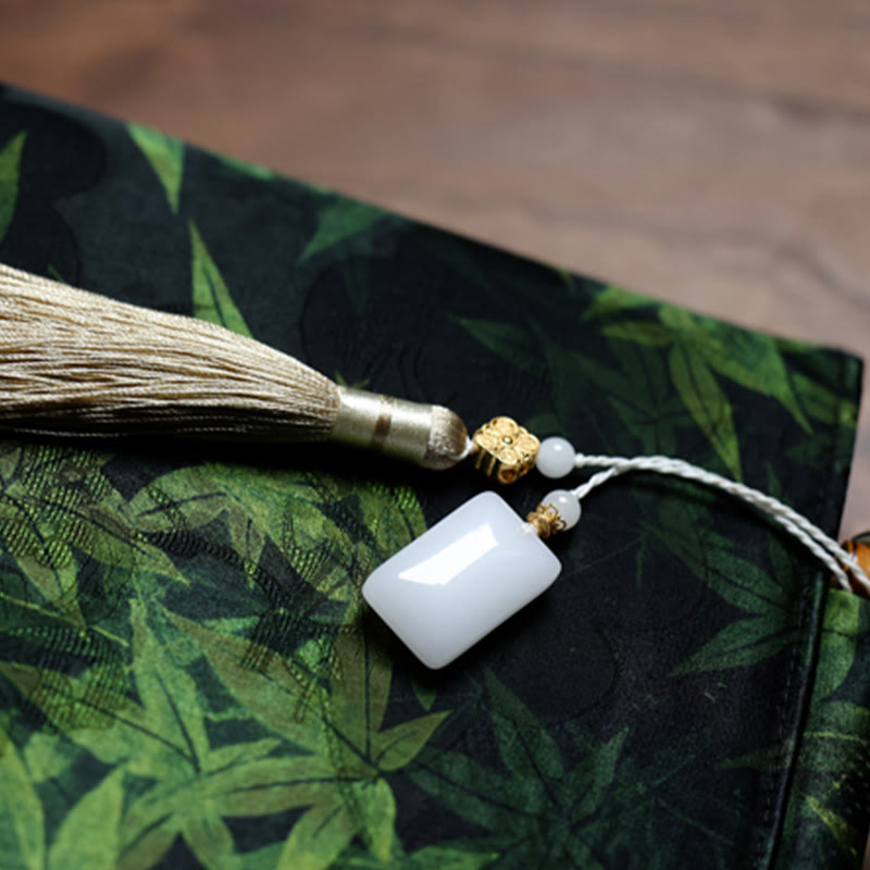 Bamboo Leaves Butterfly Koi Fish Handbag with Jade Handles