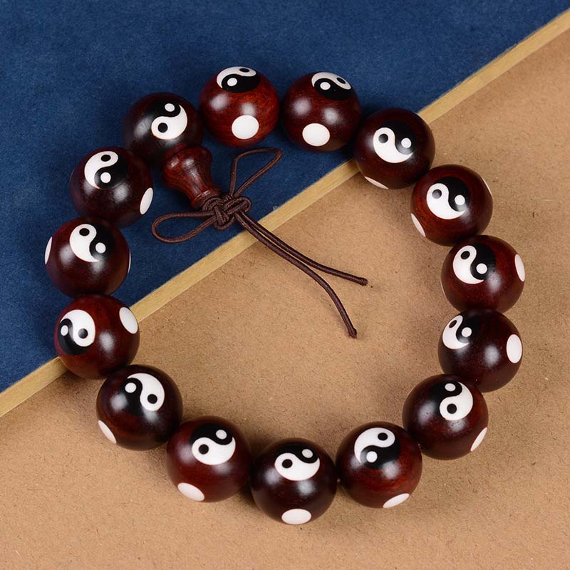 Small Leaf Red Sandalwood Yin Yang Bracelet 20mm