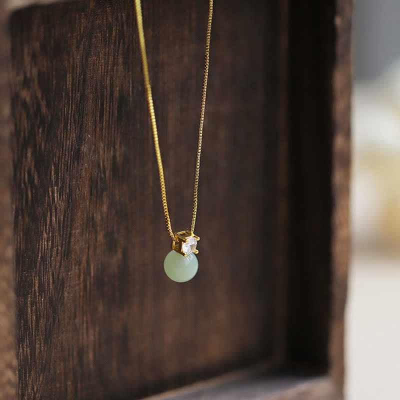 Lucky Bead Jade Prosperity Chain Pendant Necklace