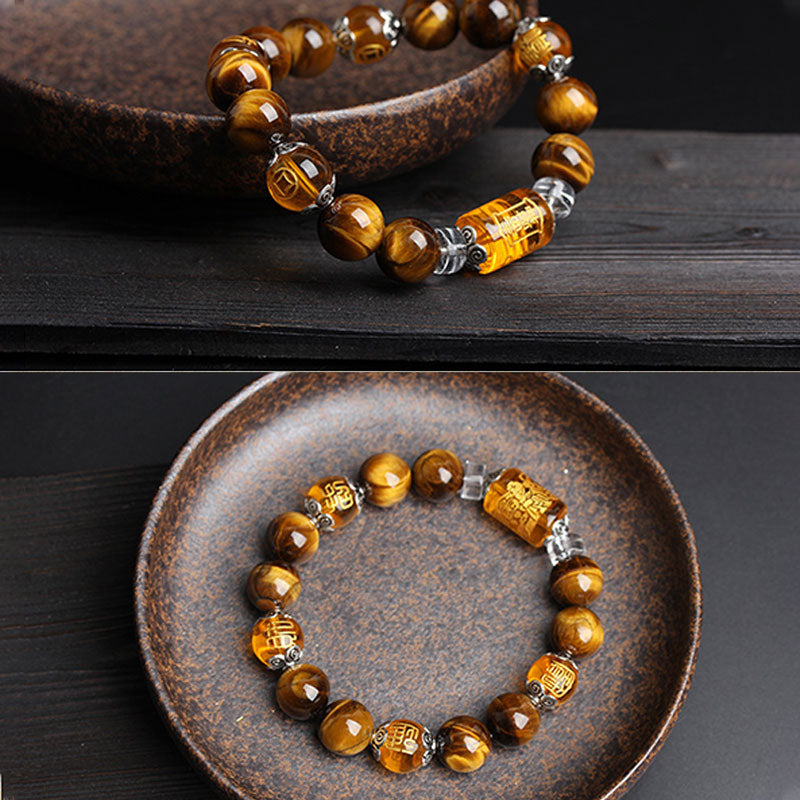 10mm Tiger Eye Bead Prosperity Bracelet for Courage