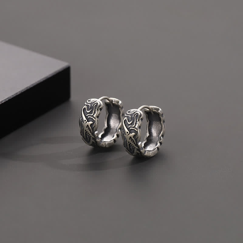 Fish Bone Pattern Copper Spiritual Earrings for Wealth & Luck