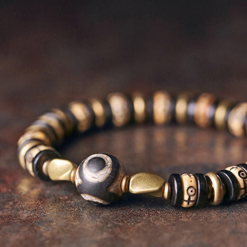 8mm Tibetan Yak Bone Ebony Wood Strength Bracelet