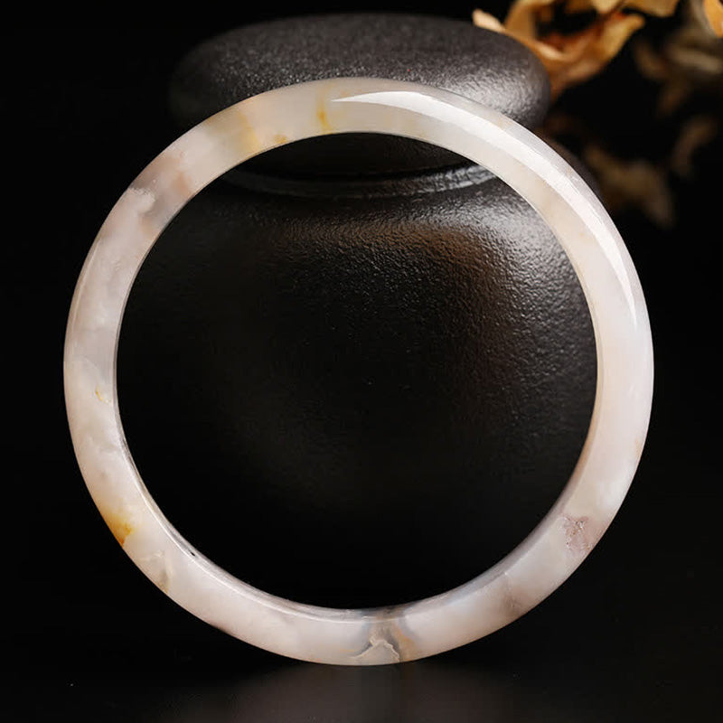 Natural Sakura Agate Peace Bracelet Bangle 55mm