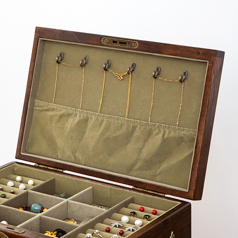 Four-Layer Solid Wood Jewelry Box with Velvet | Zen Decor