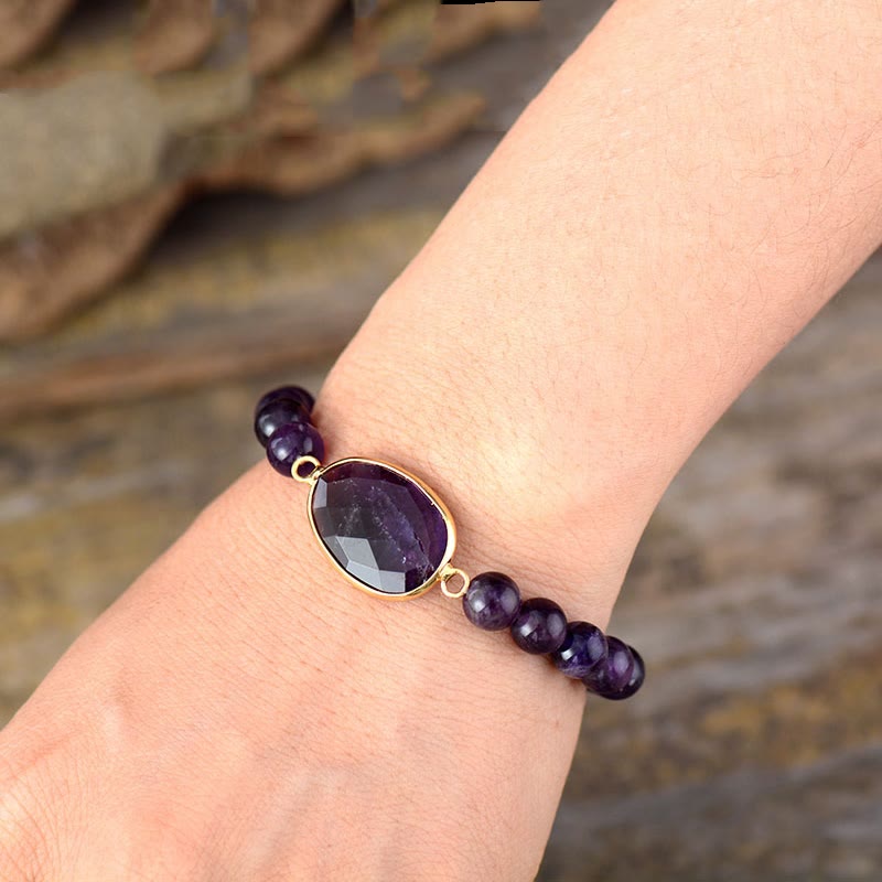 8mm Amethyst Balance Bracelet with Marquise Pattern