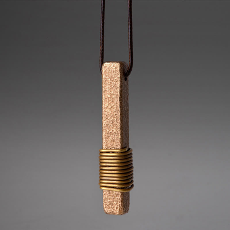 Copper Vintage Textured Wealth Necklace for Spiritual Luck