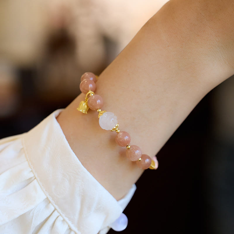 Sun Stone & Golden Silk Jade Positive Charm Bracelet