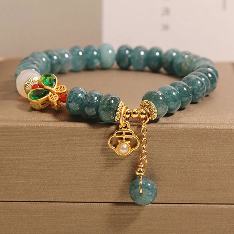 8mm Jade White Agate Butterfly Abacus Beads Abundance Bracelet