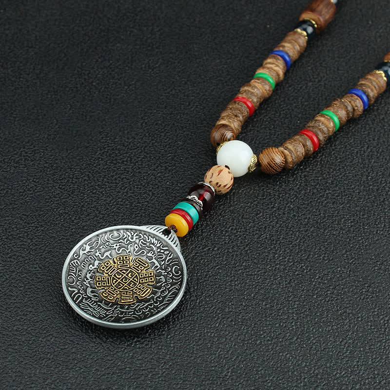 Turquoise Om Mani Padme Hum Prayer Wheel Necklace