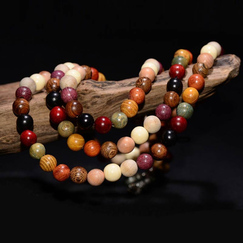 108 Beads Wenge Wood Mala Bracelet for Meditation & Balance