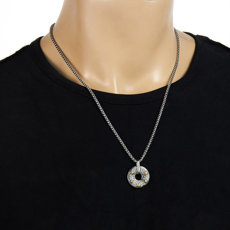 Om Mani Padme Hum Necklace | Titanium Steel Peace Buckle Pendant