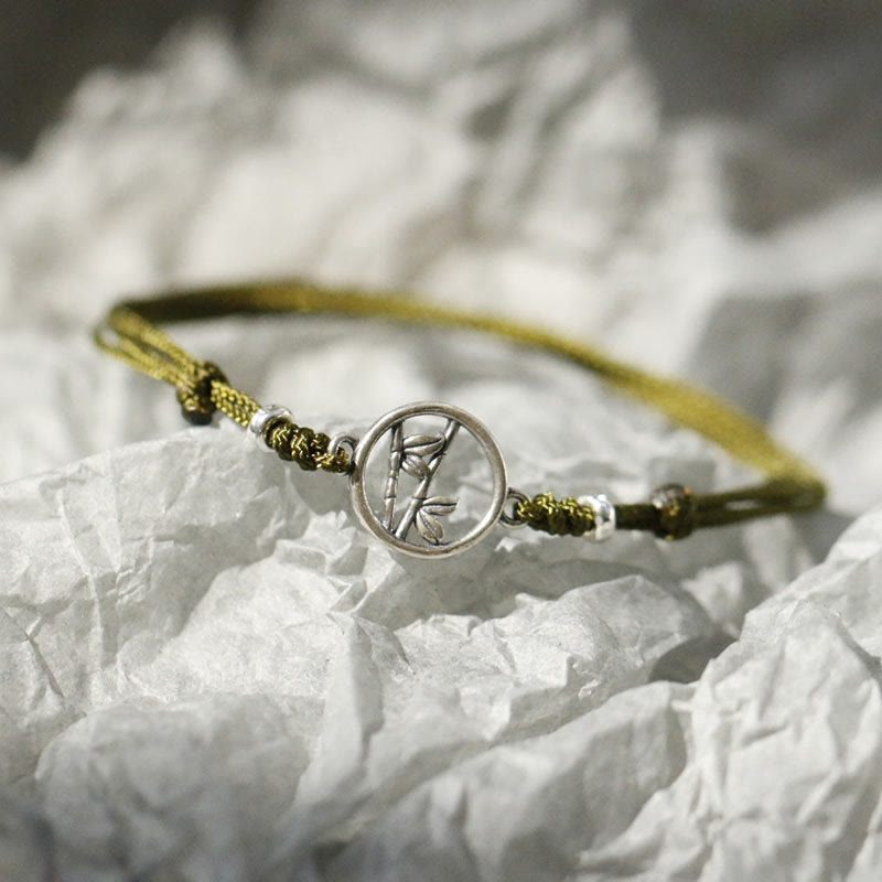 Unisex 925 Sterling Silver Bamboo Red String Bracelet