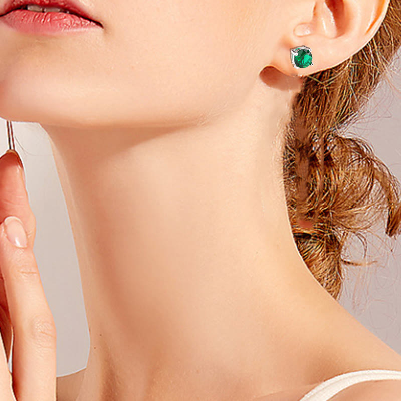 Unisex Natural Amethyst Love Earrings with Various Gemstones 7mm