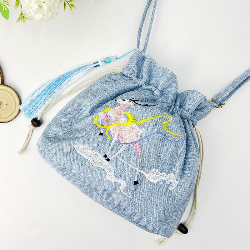 Fairy Deer Cotton Linen Yoga Bag 19x20x10cm