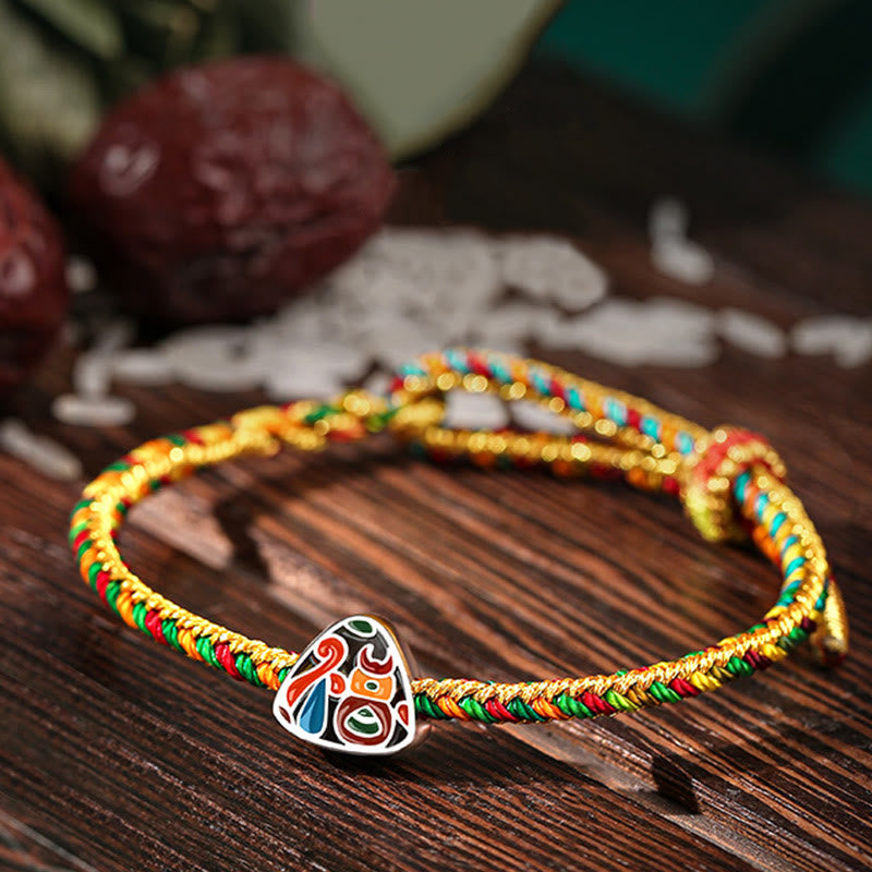 925 Sterling Silver Spiritual Bracelet with Colorful Rope | Luck & Protection