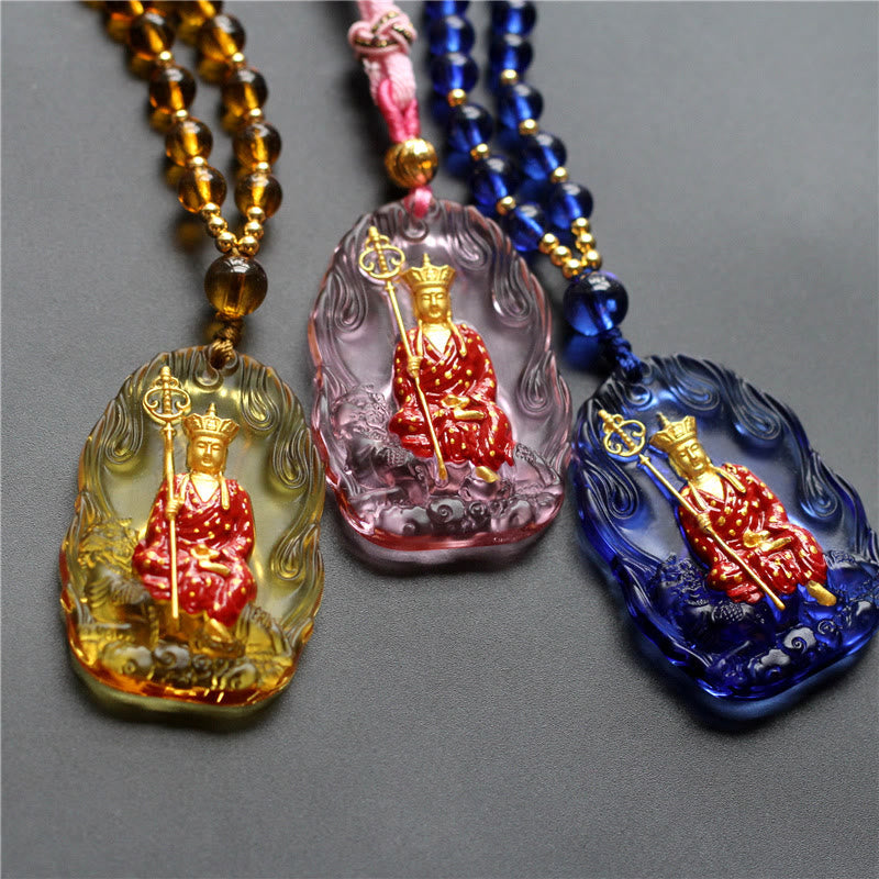Ksitigarbha Buddha Liuli Crystal Compassion Necklace
