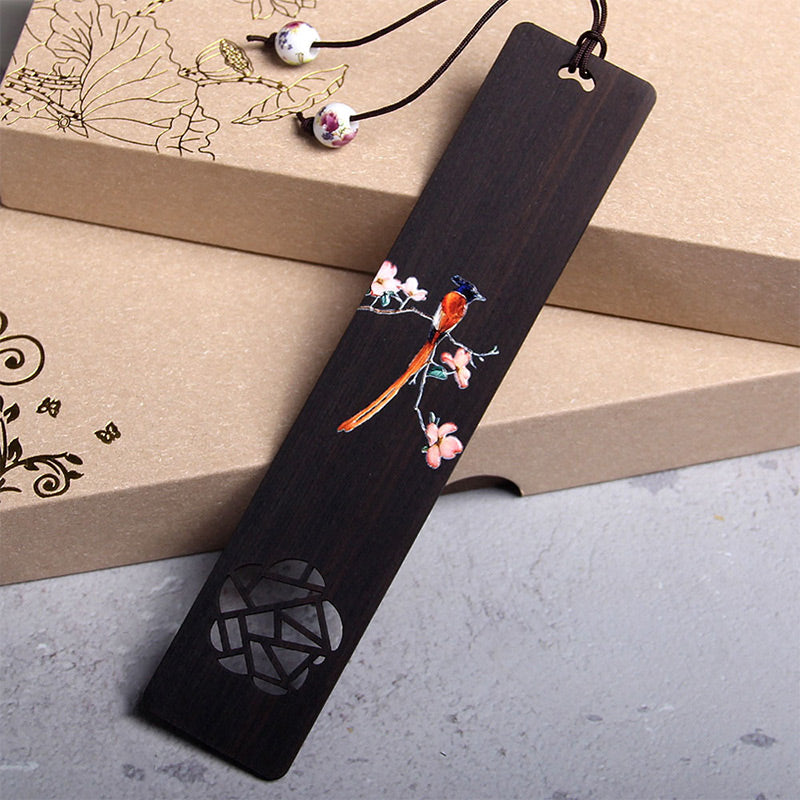 Ebony Oriole Bird Wood Bookmark with Gift Box