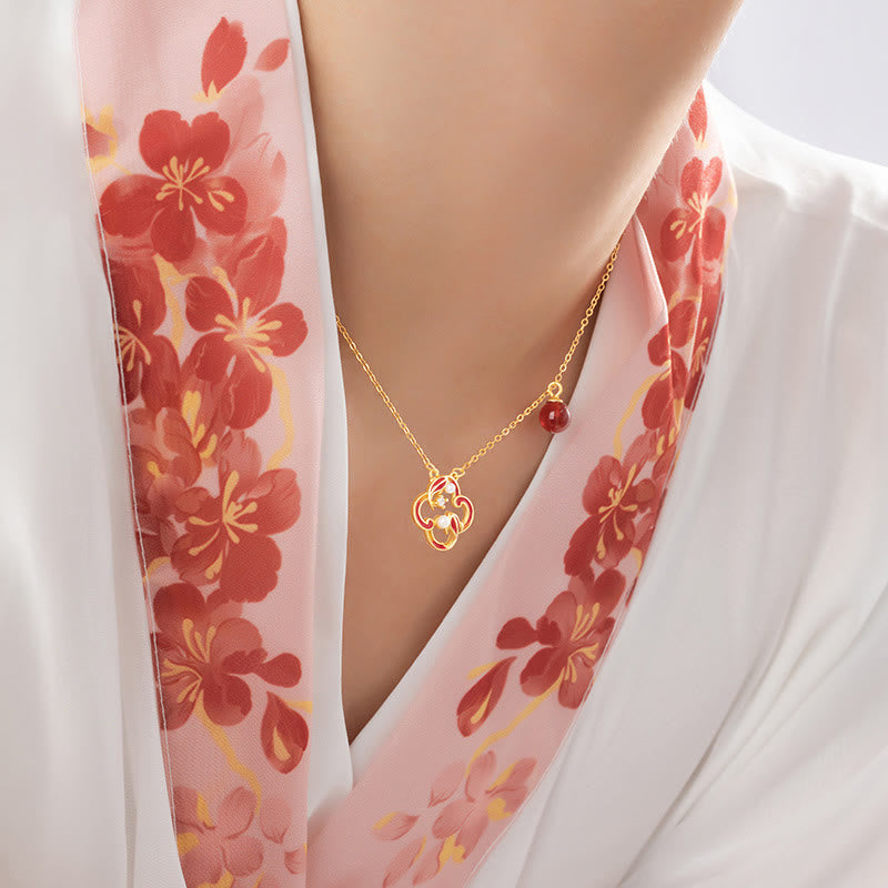 925 Sterling Silver Koi Fish Jewelry Set with Red Agate Pearl