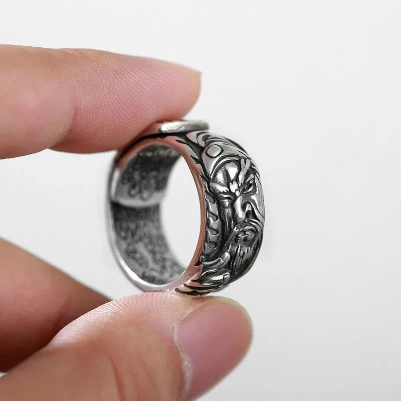 Adjustable Guan Gong Auspicious Clouds Wealth Ring in Copper