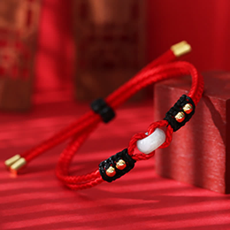 Adjustable Jade Bracelet with Peace Buckle for Abundance