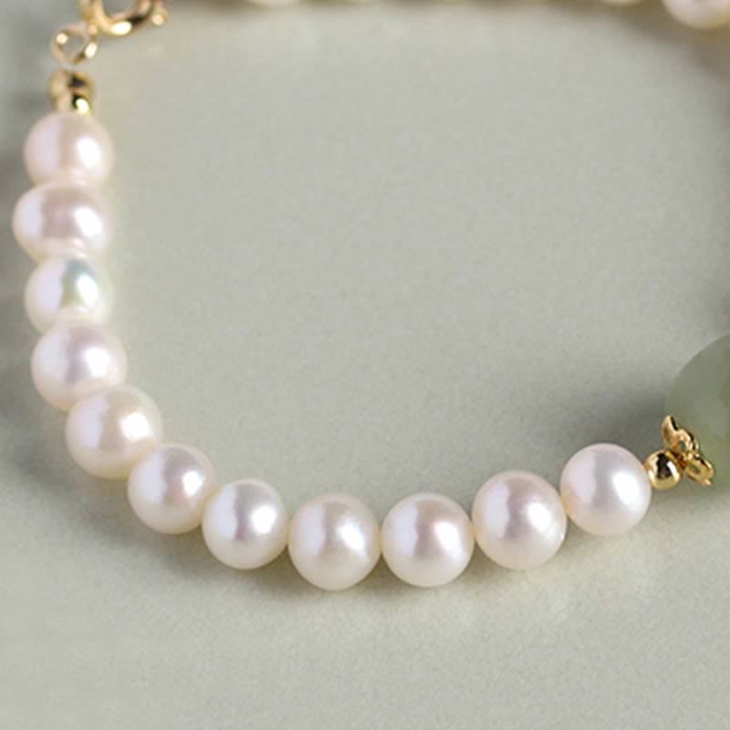 Natural Pearl Hetian Jade Bracelet for Happiness & Healing