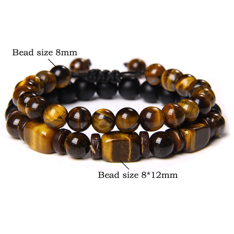 6mm Tiger Eye Frosted Hematite Courage Bracelet