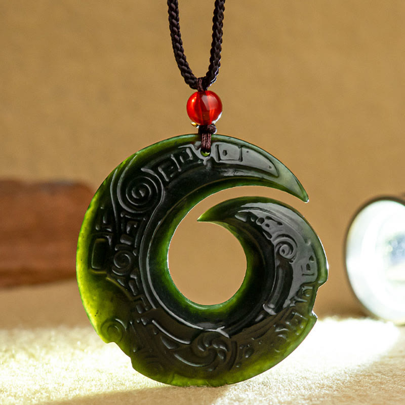 Unisex Hetian Cyan Jade Success Necklace - One's Luck Improves