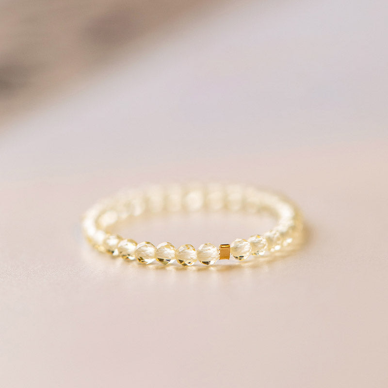 Natural Citrine Gold Ring Prosperity & Happiness 14k Plated