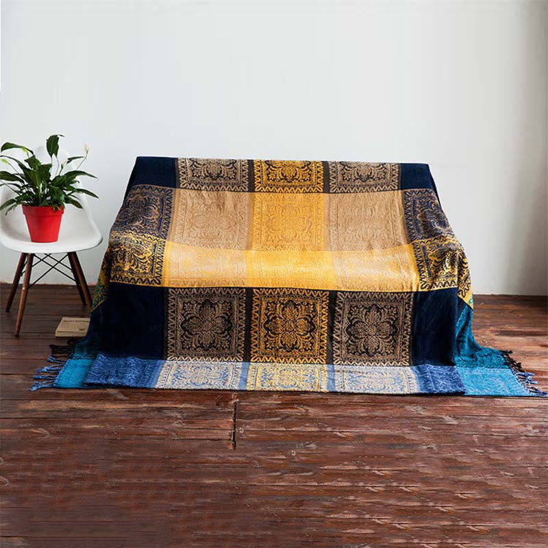150x190cm Tibetan Blanket Colorful Flower Pattern Cozy Throw