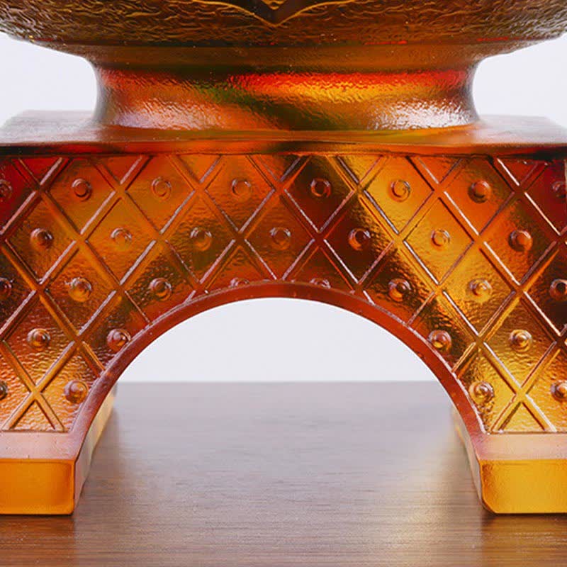 Handmade Liuli Crystal PiXiu Treasure Bowl Art Piece