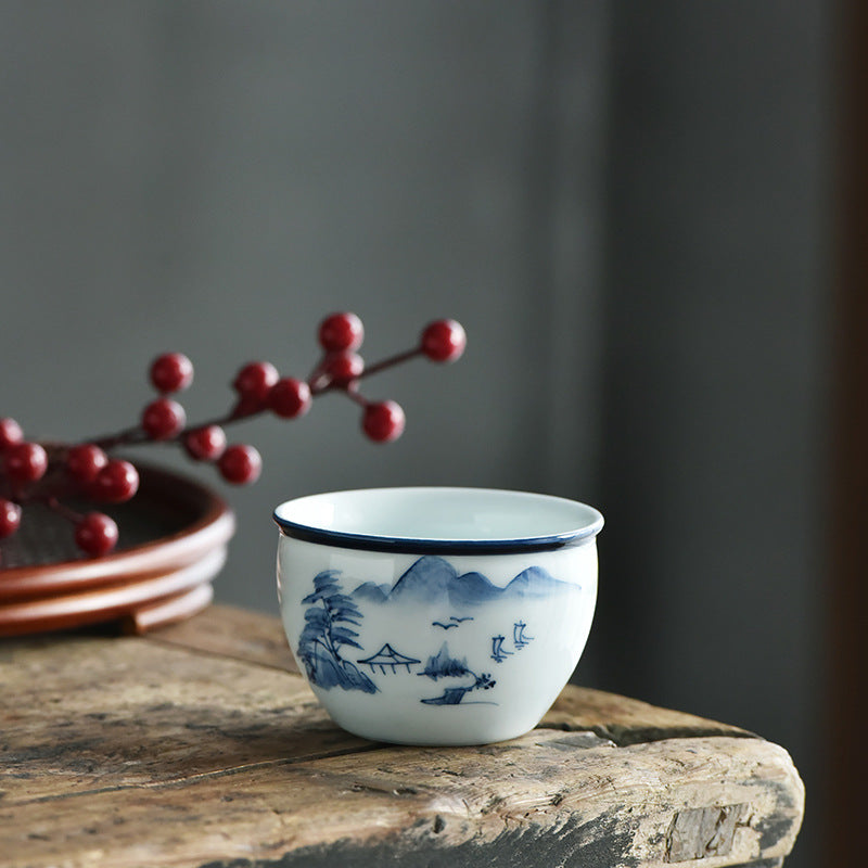 Ceramic Zen Meditation Teacup 130ml Koi Fish Lotus