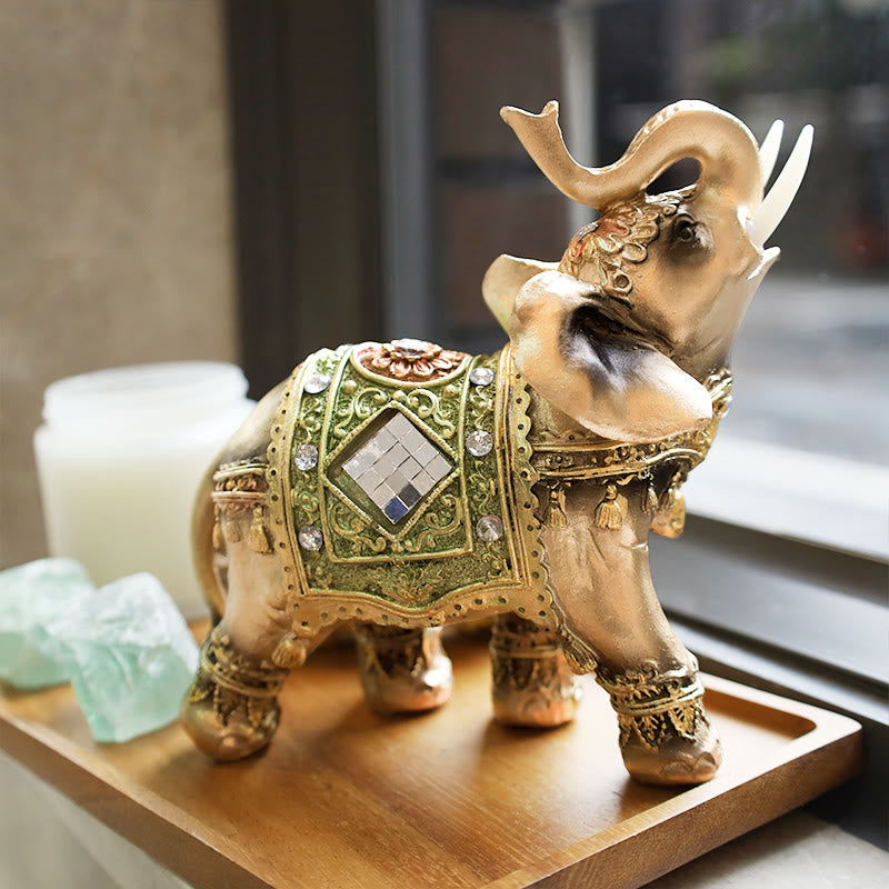 Green Feng Shui Elephant Figurine Small, Medium & Large Sizes