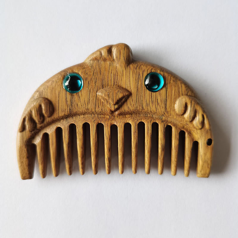 Chinese Zodiac Green Sandalwood Mini Peace Comb