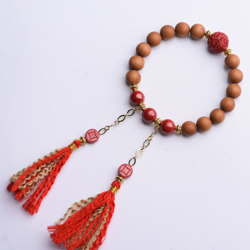 Peach Wood Pixiu Bracelet for Wealth & Protection 8mm Beads
