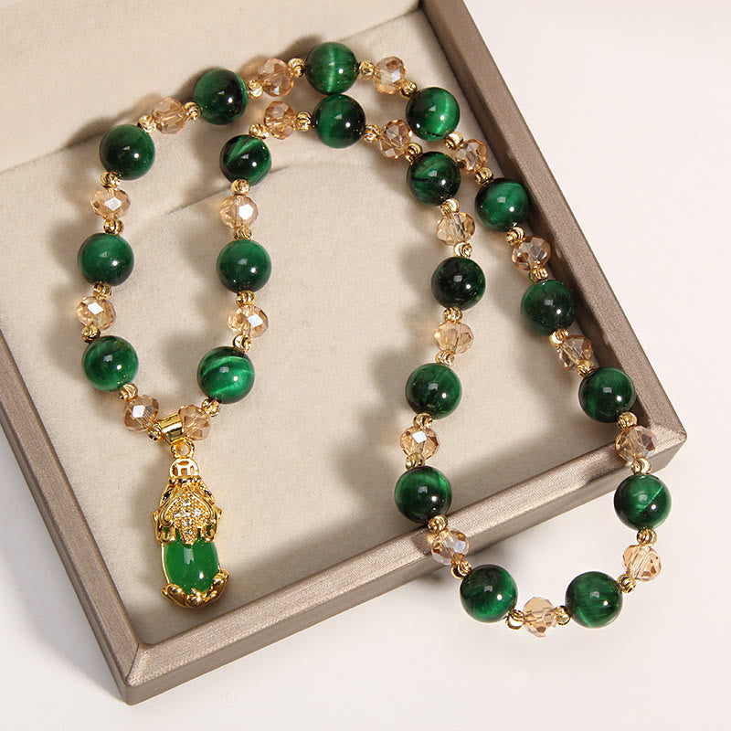 8mm Tiger Eye Pixiu Fox Double Wrap Protection Bracelet