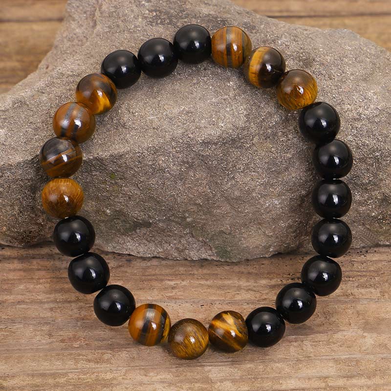 Black Onyx & Tiger Eye Protection Gemstone Mala Set