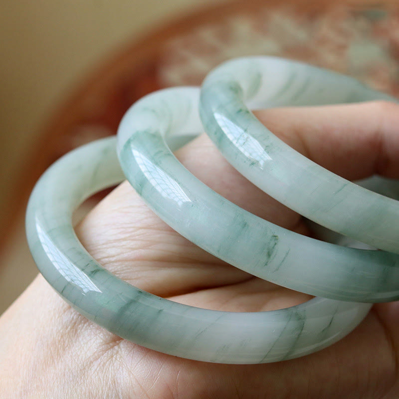 Natural Jade Luck Prosperity Bangle Bracelet 56mm