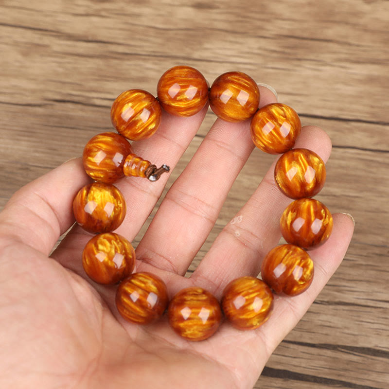 Golden Sea Willow Wrist Mala Bracelet for Success & Healing