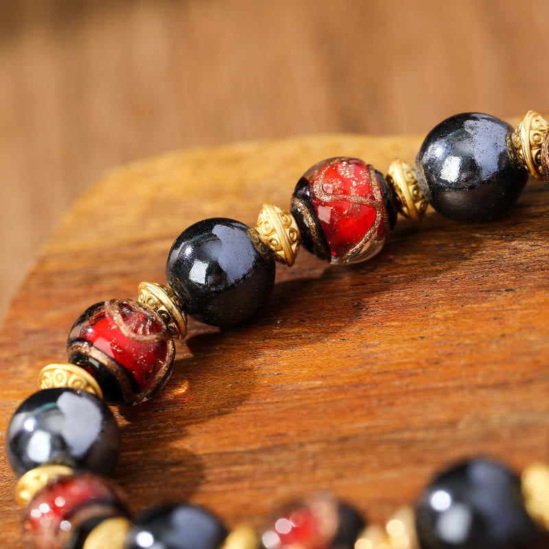 10mm Liuli Glass Lucky Zakiram Wealth Bracelet