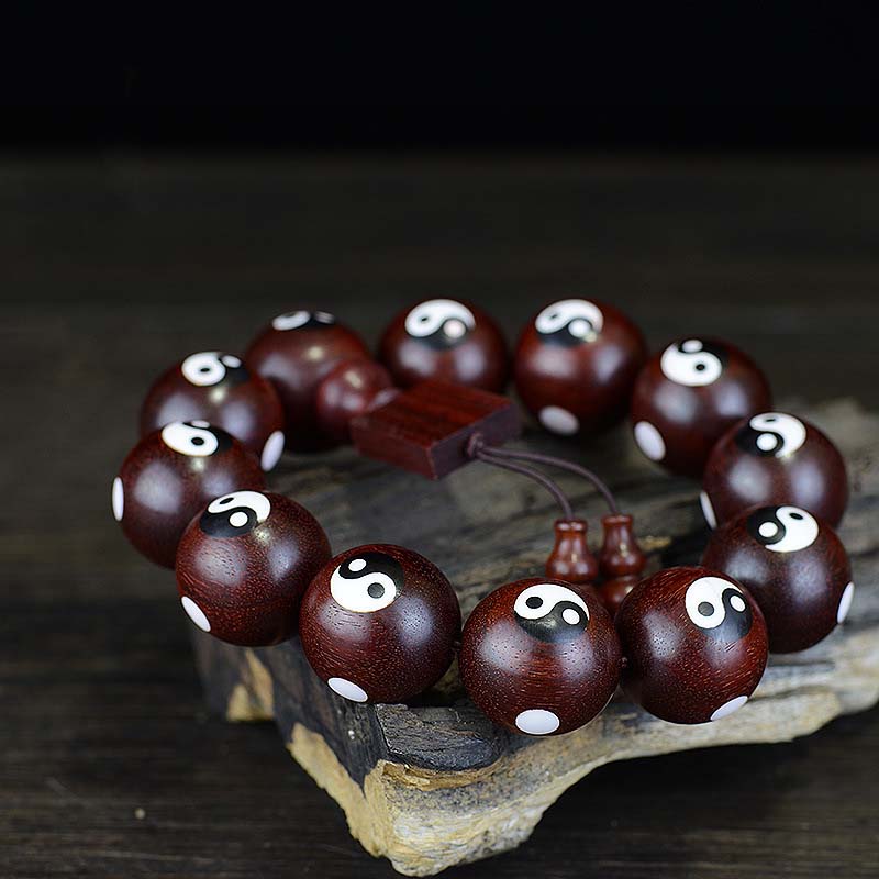 Small Leaf Red Sandalwood Yin Yang Bracelet 20mm