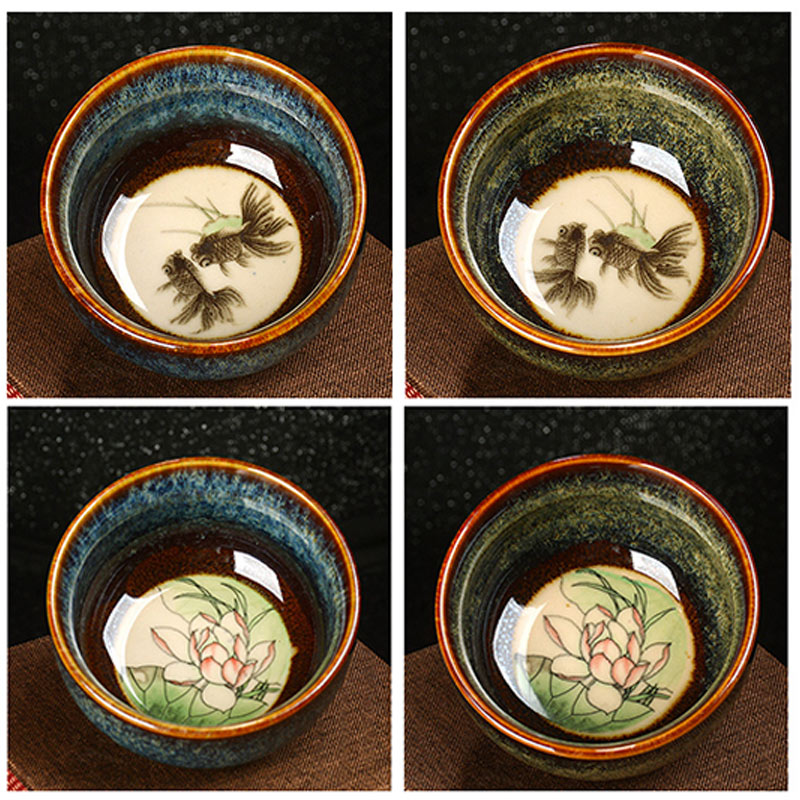 8cm Ceramic Jian Zhan Dragon Lotus Teacup | Zen Decor