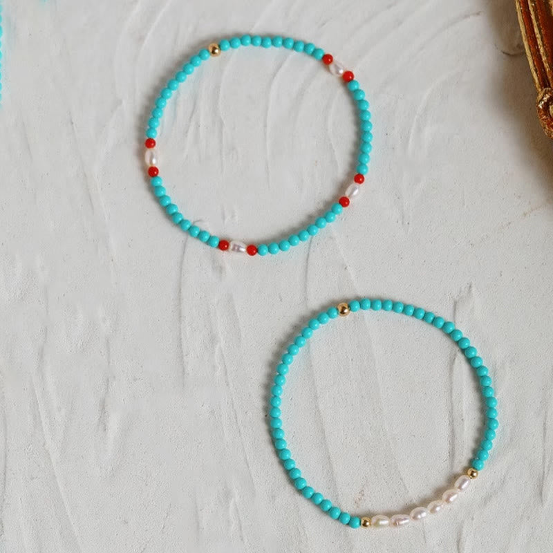 Turquoise Red Agate Protection Bracelet Small Beads