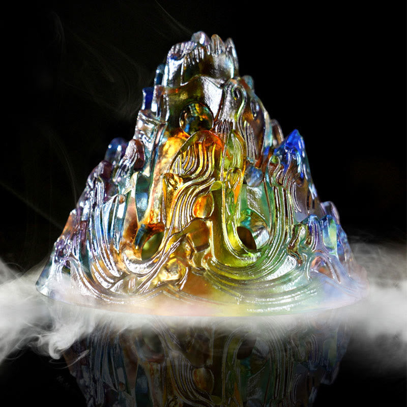 Liuli Crystal Mountain Incense Burner for Meditation and Healing