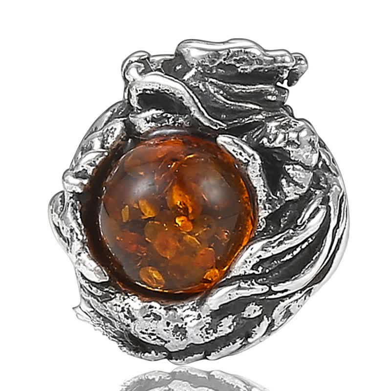 Sterling Silver Amber Dragon Success Stud Earring